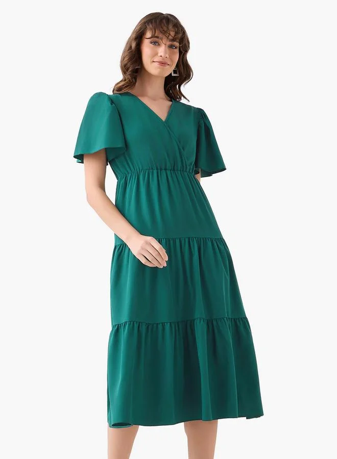 سبلاش فيڤ Tiered Midi Wrap Dress with V-neck